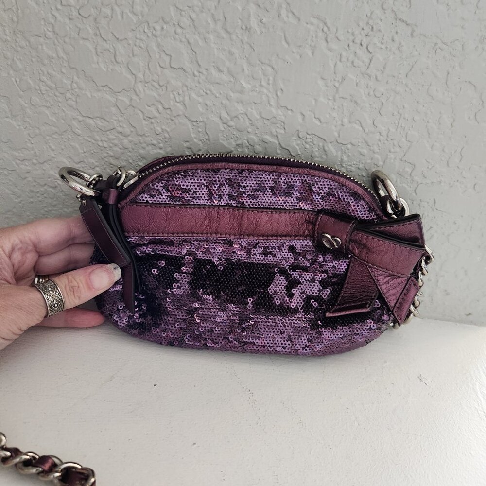 Like New Rare Coach Sequin Purple Crossbody Bag /Clutch Purse - Picture 6 of 12
